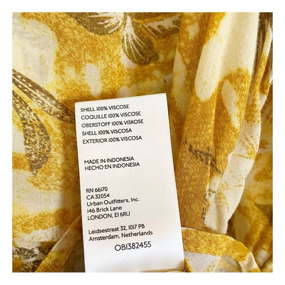 Anthropologie Pilcro Mustard Batik Floral L/S Viscose Blouse - Picture 9 of 10